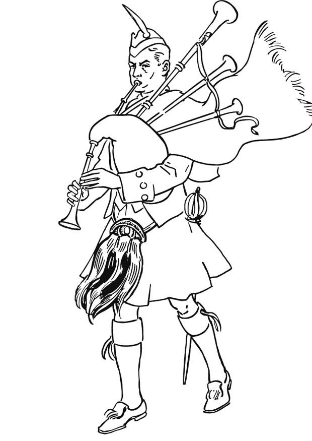 suonatore di cornamusa in costume scozzese Disegno da colorare suonatore di cornamusa in costume scozzese