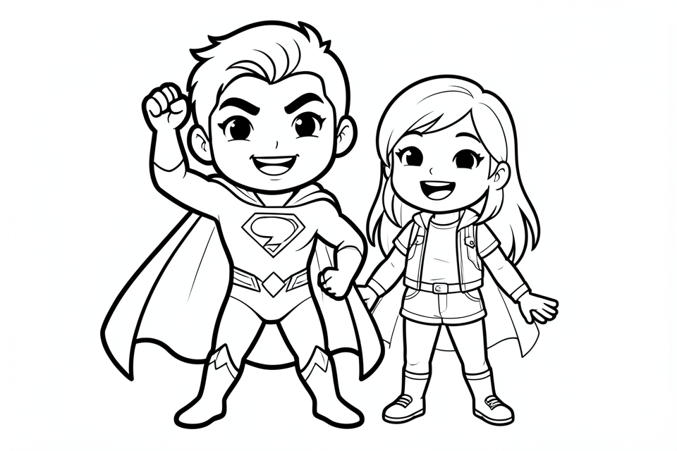 supereroe con una ragazza Disegno da colorare supereroe con una ragazza