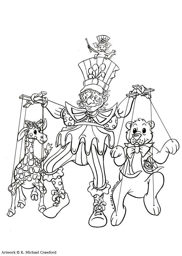Disegno da colorare teatro dei burattini