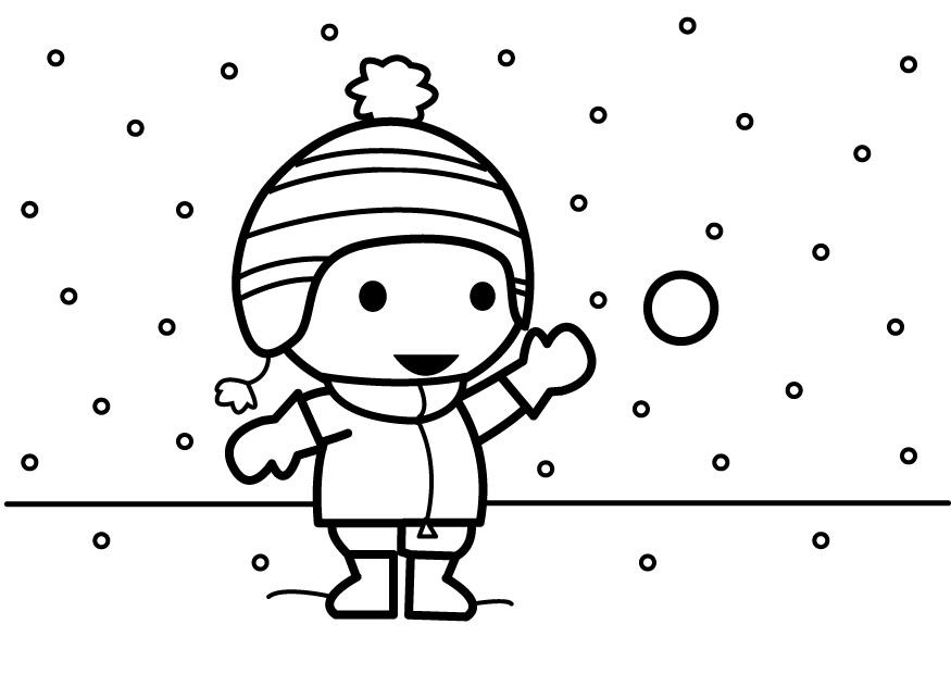 tirare palle di neve Disegno da colorare tirare palle di neve