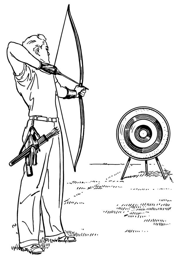 Disegno da colorare tiro con larco