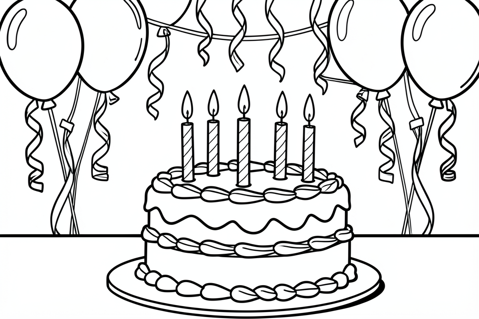 Disegno da colorare torta di compleanno 