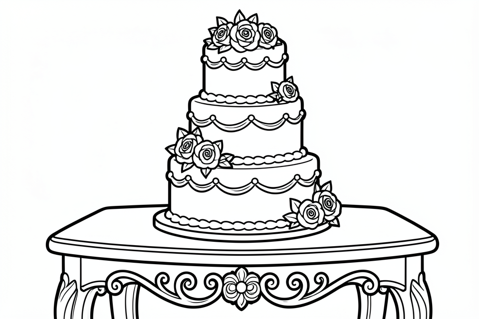 torta nuziale Disegno da colorare torta nuziale