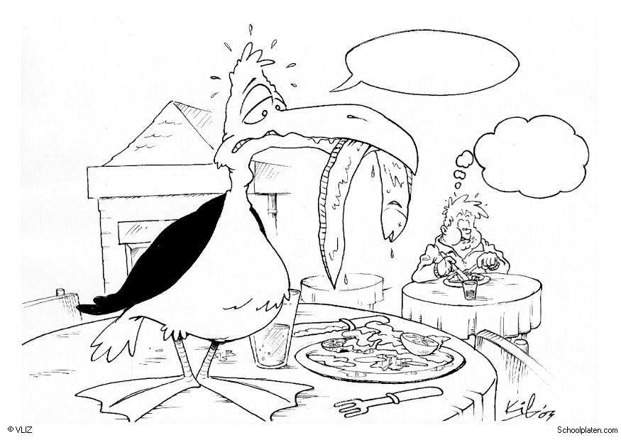 Disegno da colorare uccello al ristorante