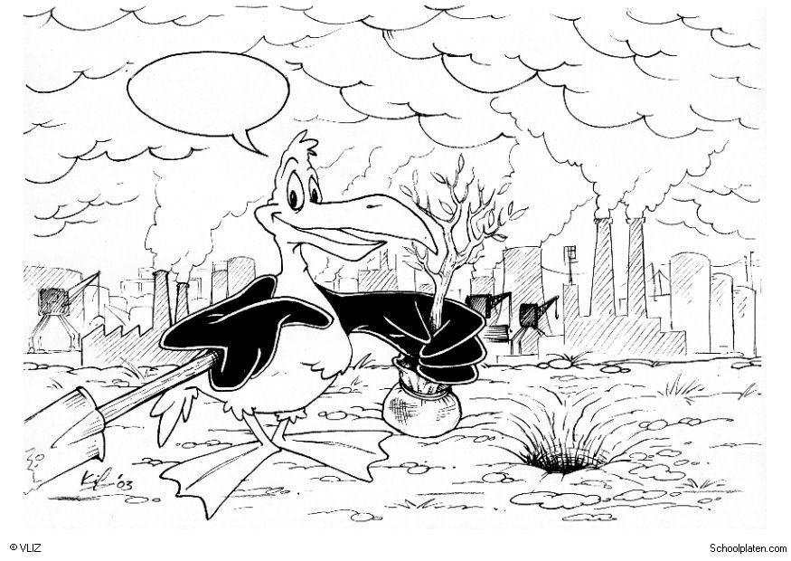 uccello che pianta alberi Disegno da colorare uccello che pianta alberi