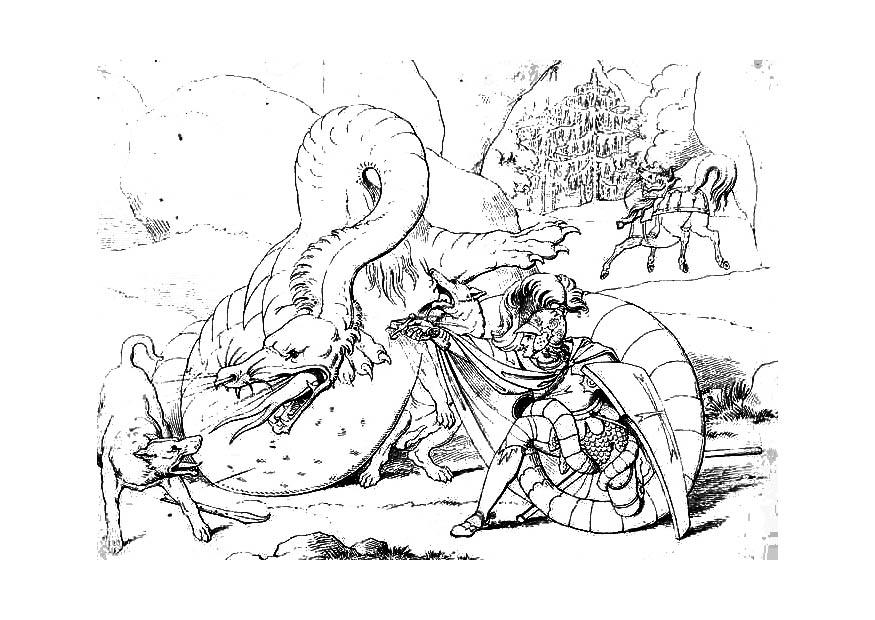 Disegno da colorare uccisione del drago