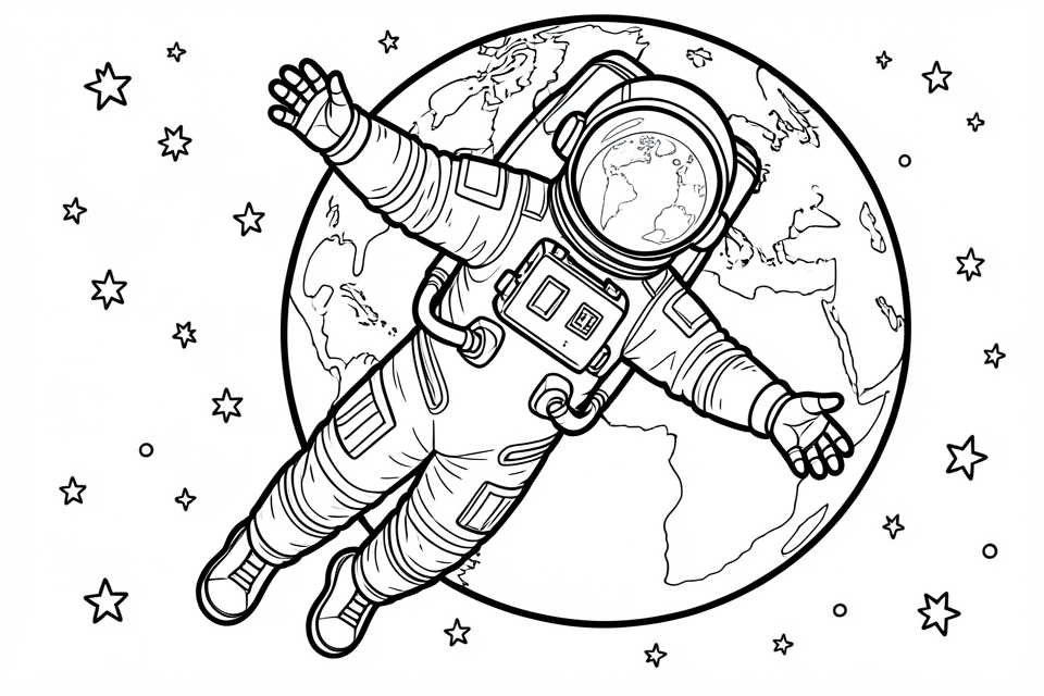 un astronauta nello spazio Disegno da colorare un astronauta nello spazio