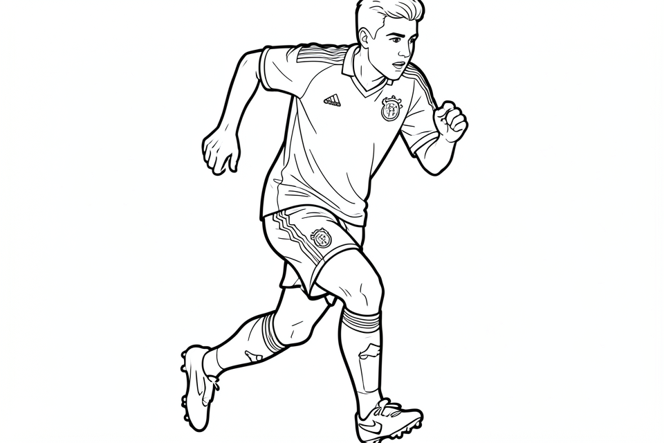 un calciatore che corre Disegno da colorare un calciatore che corre