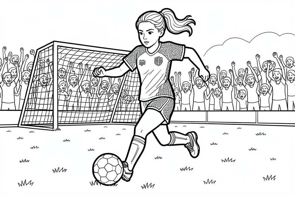 una ragazza gioca a calcio Disegno da colorare una ragazza gioca a calcio