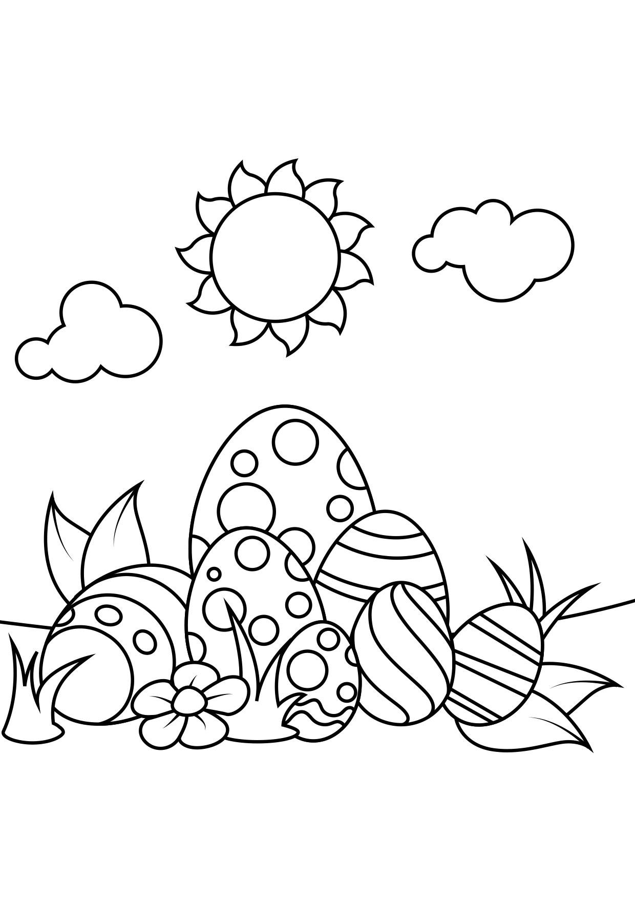 uova di pasqua sotto il sole Disegno da colorare uova di pasqua sotto il sole