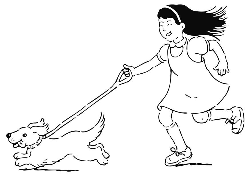 uscire con il cane Disegno da colorare uscire con il cane