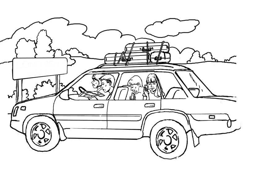 vacanze in auto Disegno da colorare vacanze in auto