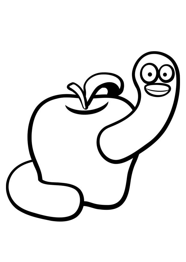 verme nella mela Disegno da colorare verme nella mela
