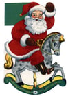 immagini Babbo Natale sul cavallo a dondolo