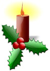 immagine candela natalizia con agrifoglio