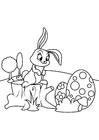 Disegno da colorare coniglietto di pasqua con le uova di pasqua