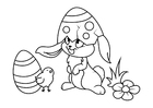 Disegno da colorare coniglietto di pasqua con pulcino