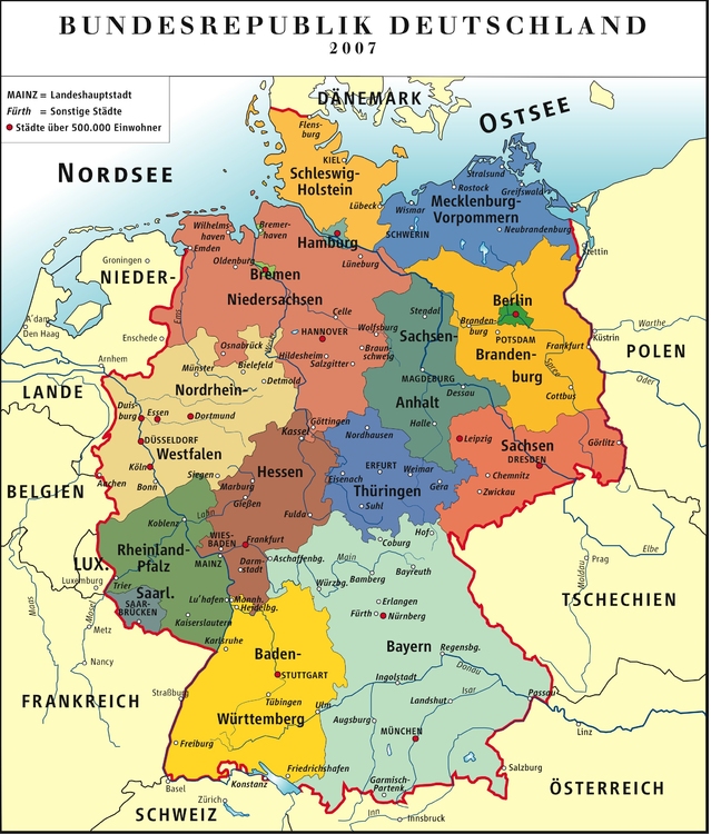 immagine Germania  - mappa politica BRD 2007