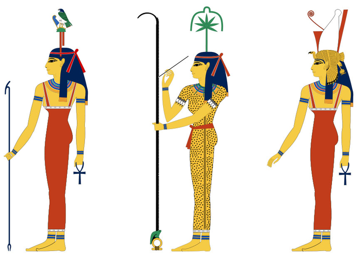 immagine Hathor, Seshat e Mut