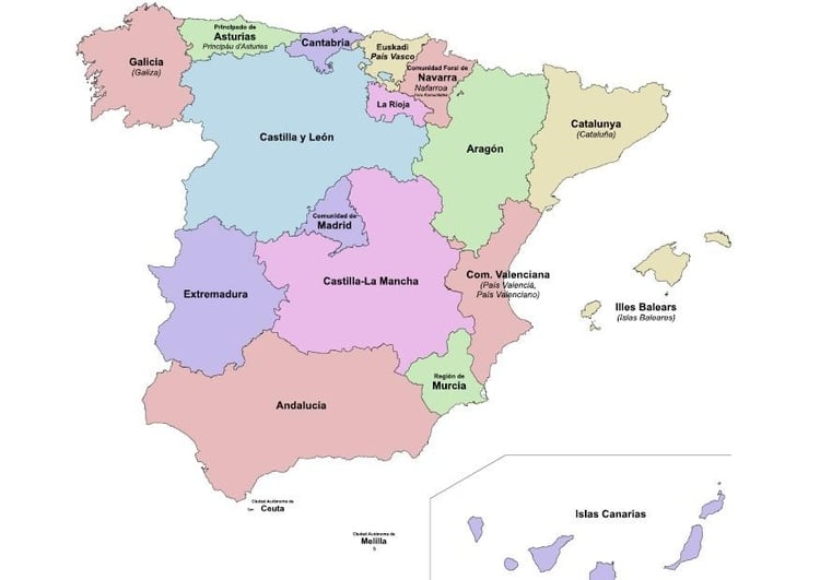 immagine le regioni della Spagna
