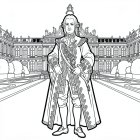 Disegno da colorare luigi xiv davanti alla sua reggia di versailles