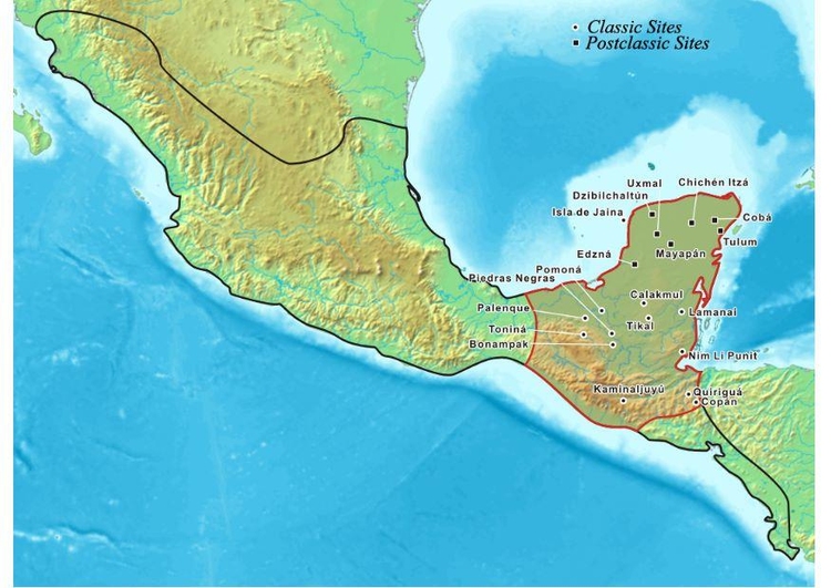 immagine Mappa della civilizzazione Maya