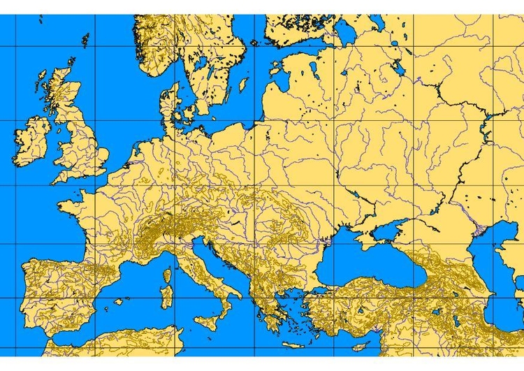 immagine Mappa Europa montagne e fiumi