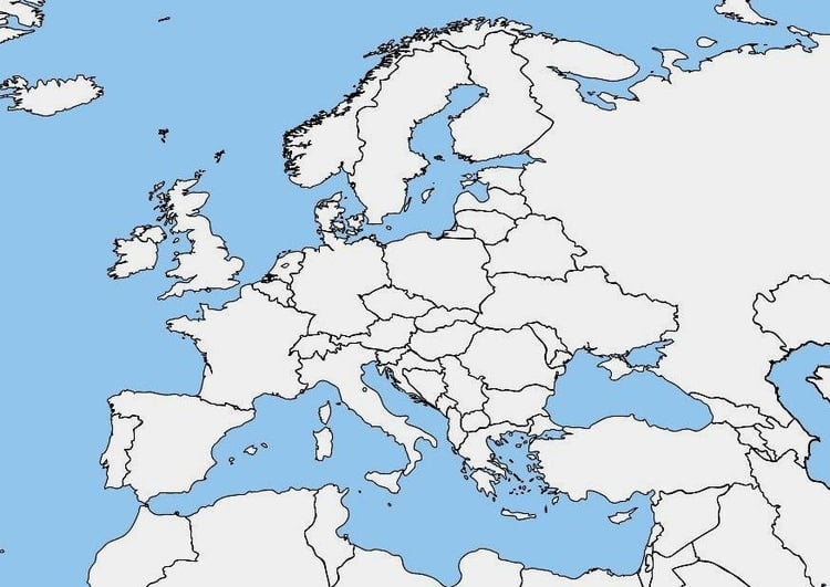 immagine mappa in bianco dell'Europa