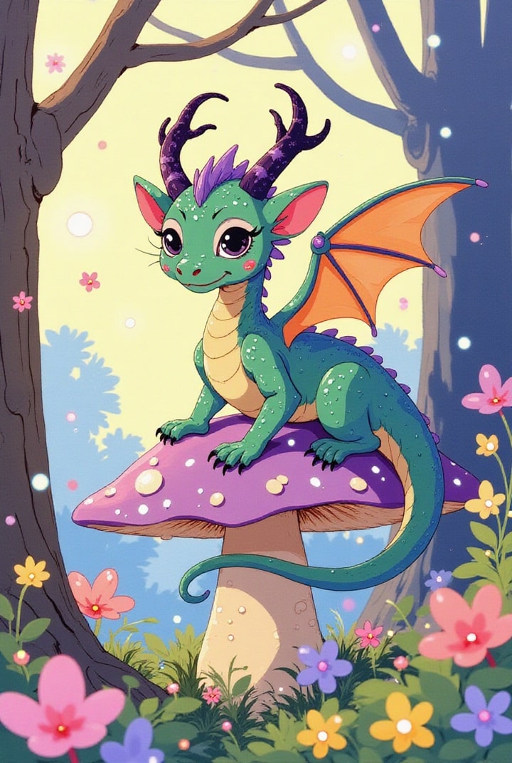 immagine piccolo drago nella foresta