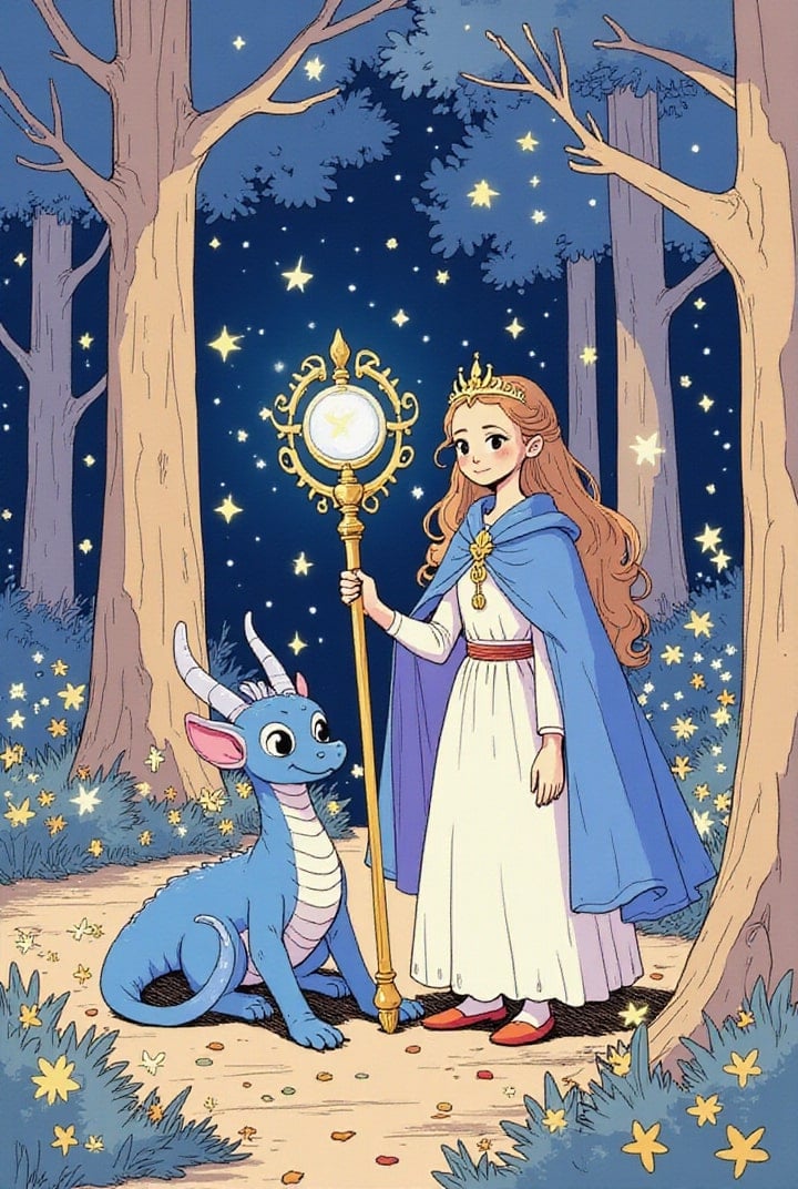 immagine principessa nella foresta magica con drago