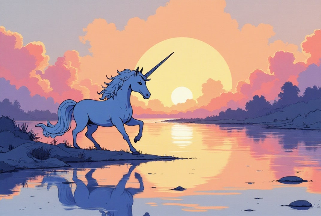 immagine unicorno al lago