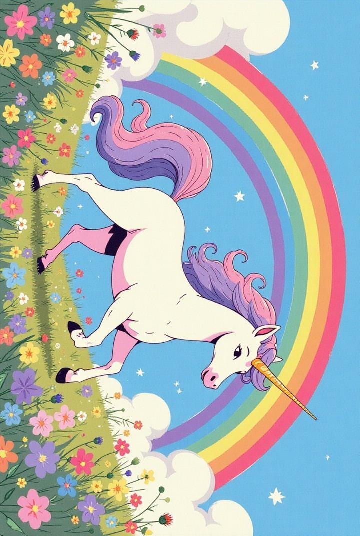 unicorno all&#39;arcobaleno