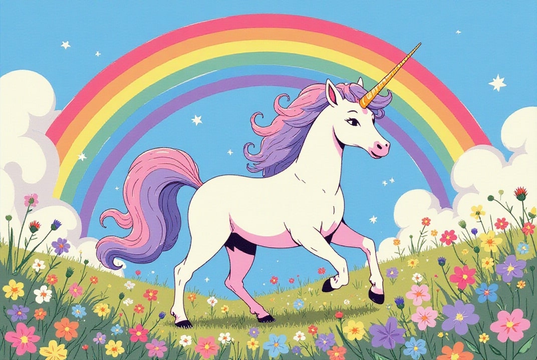immagine unicorno all&#39;arcobaleno