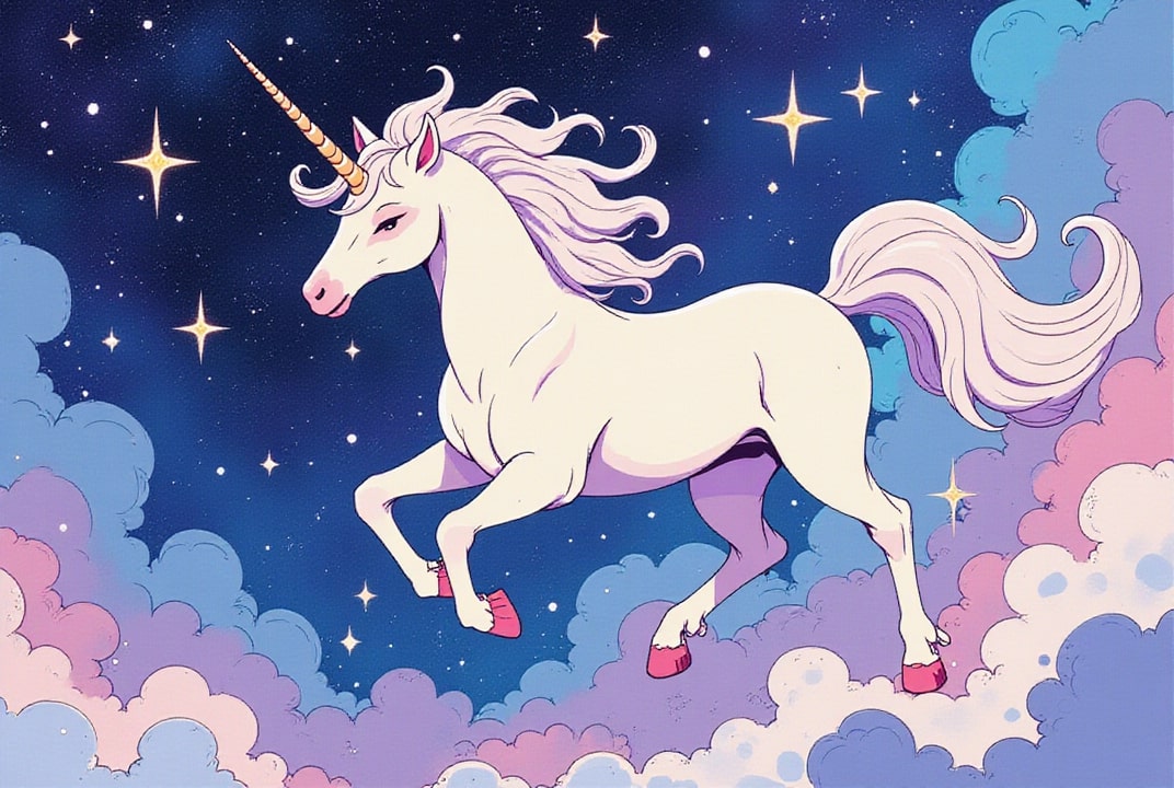 immagine unicorno nella notte