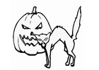 Disegno da colorare zucca e gatto, Halloween